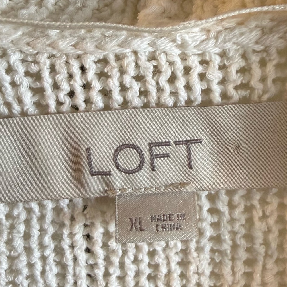 LOFT Cream Open Front Cardigan - Picture 3 of 5